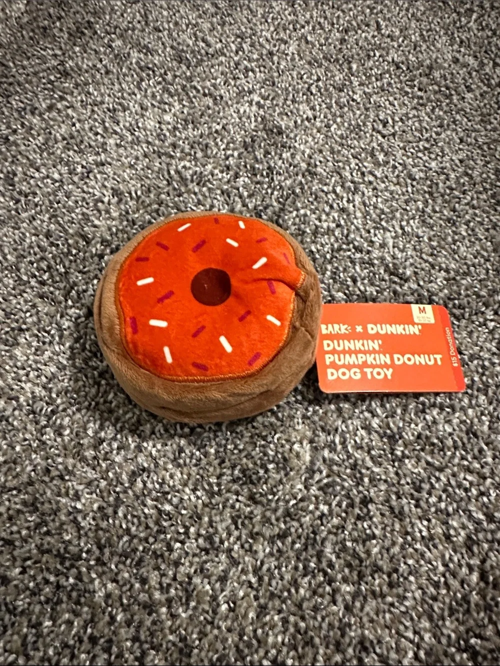 BARK Super Chewer Dunkin’ Pumpkin Donut Dog Toy